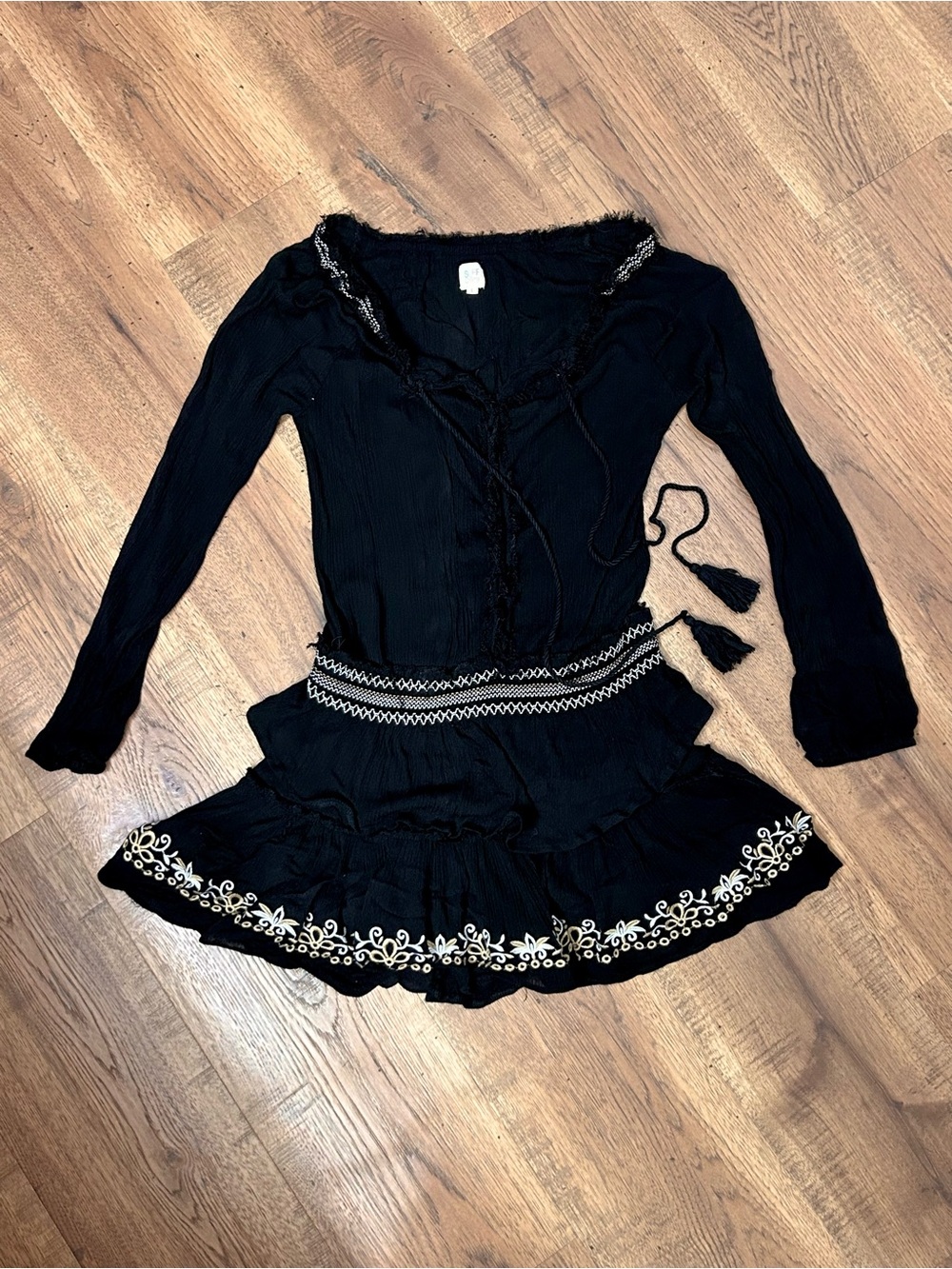 Surf Gypsy Black Knit Top with Multicolor Logo